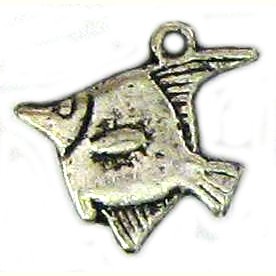 6 Antique Silver Angelfish Charms