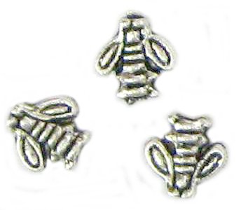 10 Antique Silver Bee Beads - Bees