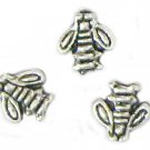 10 Antique Silver Bee Beads - Bees