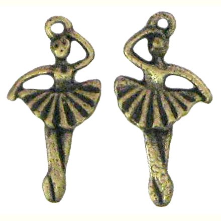 6 Antique Bronze Ballerina Charms