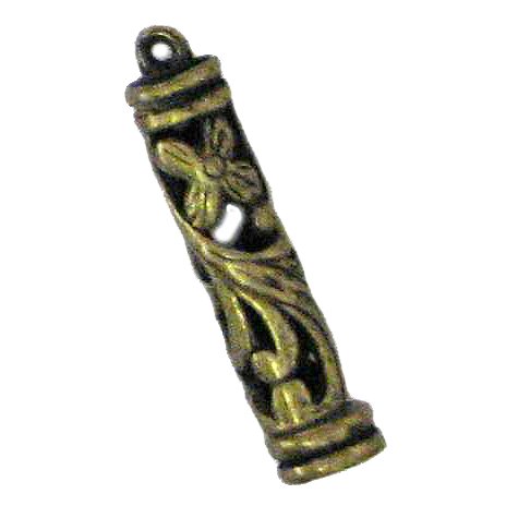 6 Antique Bronze Long Ornate Tube Charms