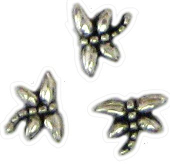 10 Antique Silver Tiny Dragonfly Beads - Dragonflies