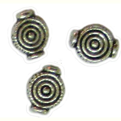 10 Antique Silver Target Beads