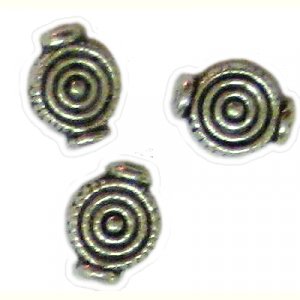 10 Antique Silver Target Beads