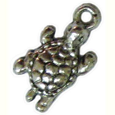 6 Antique Silver Creeping Turtle Charms