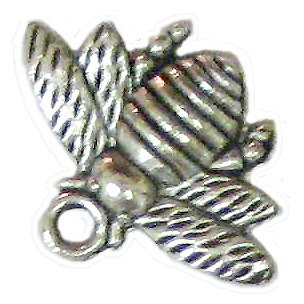 6 Antique Silver Bee Charms - Bees