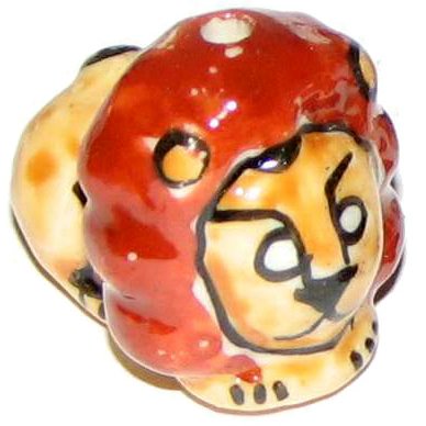 3 Ceramic Lion Beads - Lions
