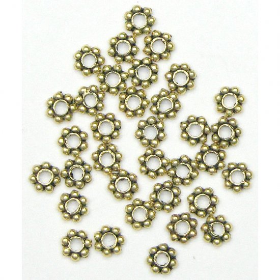 100 6mm Antique Gold Spacer Beads
