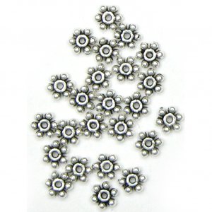 100 7mm Antique Silver Daisy Spacer Beads