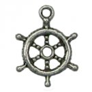 6 Antique Silver Ship's Wheel Charms