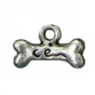6 Antique Silver Dog Bone Charms