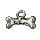 6 Antique Silver Dog Bone Charms