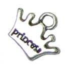6 Pot Silver "Princess" Crown Charms - Crowns