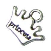 6 Pot Silver "Princess" Crown Charms - Crowns
