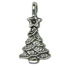 6 Antique Silver Christmas Tree Pendants - Trees