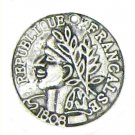 6 Antique Silver French Coin Charms