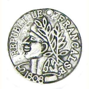 6 Antique Silver French Coin Charms