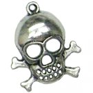 4 Silver Metal Skull & Crossbones Charms - Skulls
