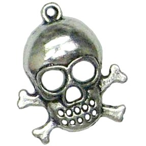 4 Silver Metal Skull & Crossbones Charms - Skulls