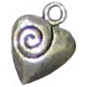 6 Pot Silver Swirl Heart Charms - Hearts
