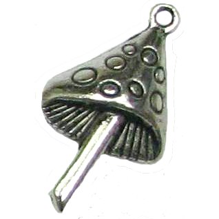 6 Antique Silver Mushroom Charms - Mushrooms