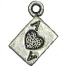 6 Antique Silver Ace of Hearts Charms