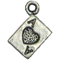 6 Antique Silver Ace of Hearts Charms
