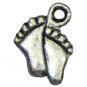 6 Antique Silver Foot Print Charms - Footprints