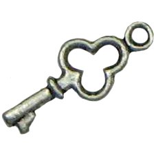 6 Antique Silver Miniature Key Charms - Keys
