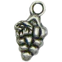 6 Antique Silver Miniature Grape Charms - Grapes