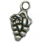 6 Antique Silver Miniature Grape Charms - Grapes