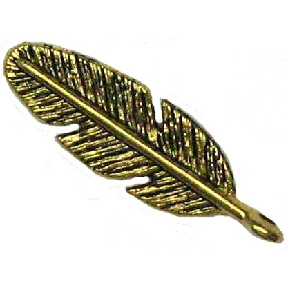 6 Antique Gold Feather Pendants - Feathers