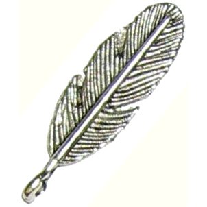 6 Antique Silver Feather Pendants