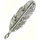 6 Antique Silver Feather Pendants