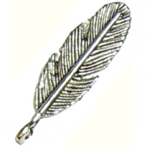 6 Antique Silver Feather Pendants
