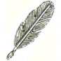 6 Antique Silver Feather Pendants