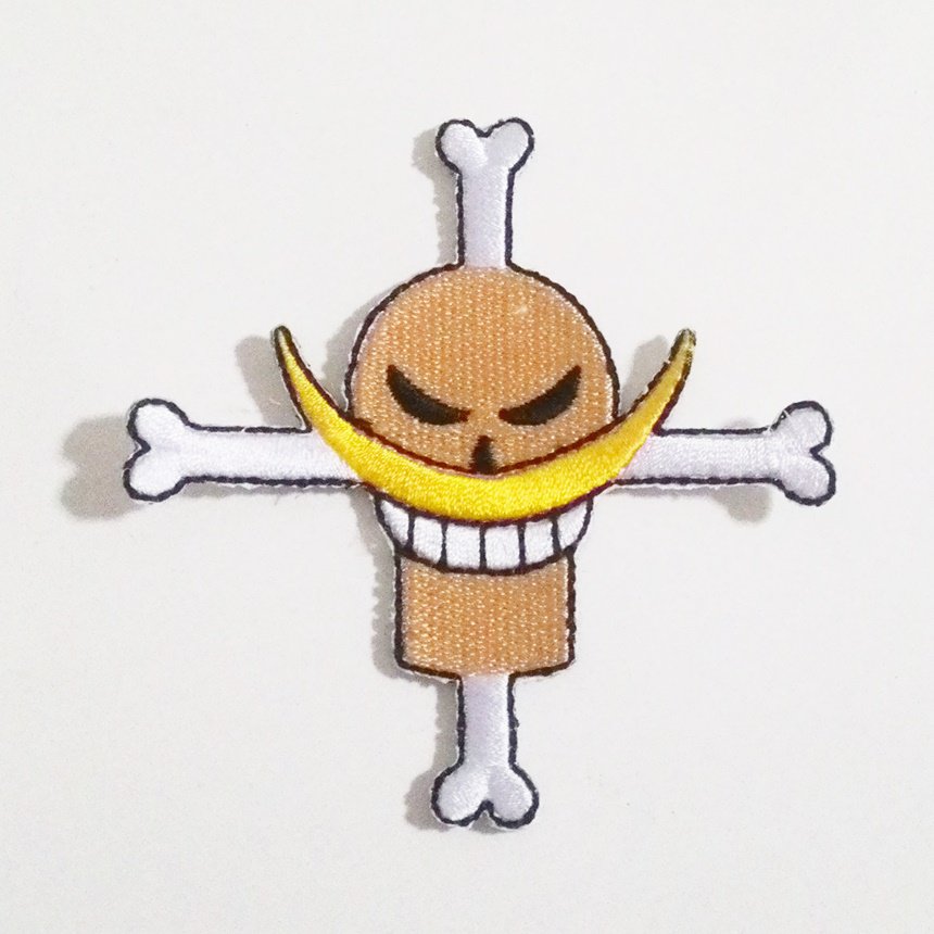 embroidered Pirate and bone iron on patch.