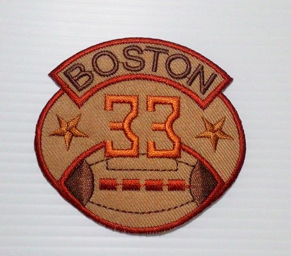 Embroidered boston football 33 iron on patch.