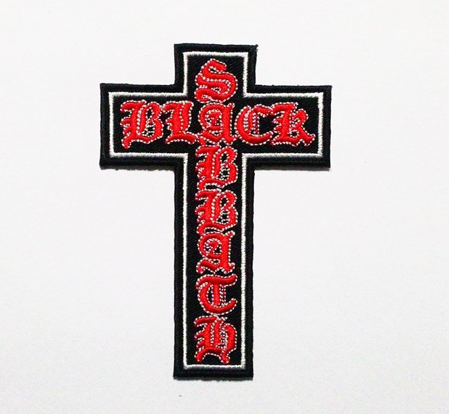 black sabbath crucifix cross embroidered iron on patch.