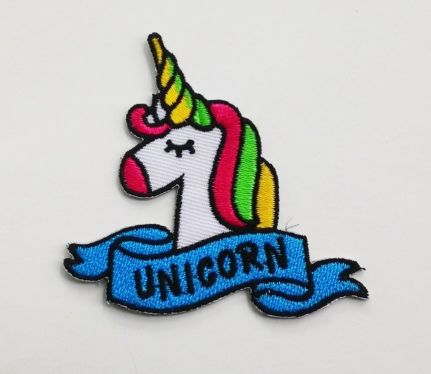 cute Unicorn embroidered iron on patch.