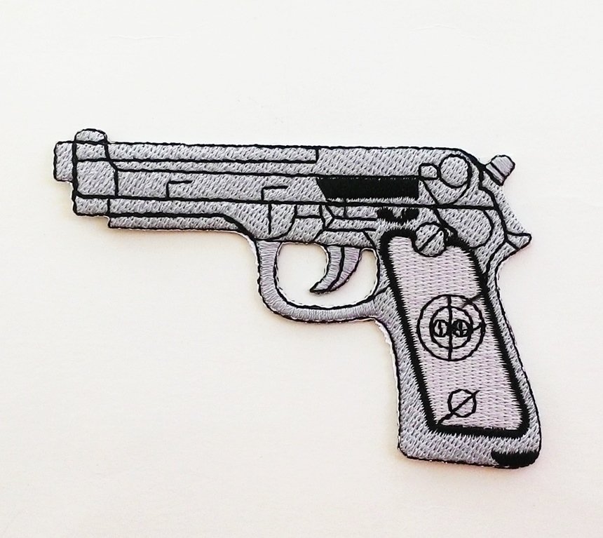 Embroidered automatic gun Iron On Patch.