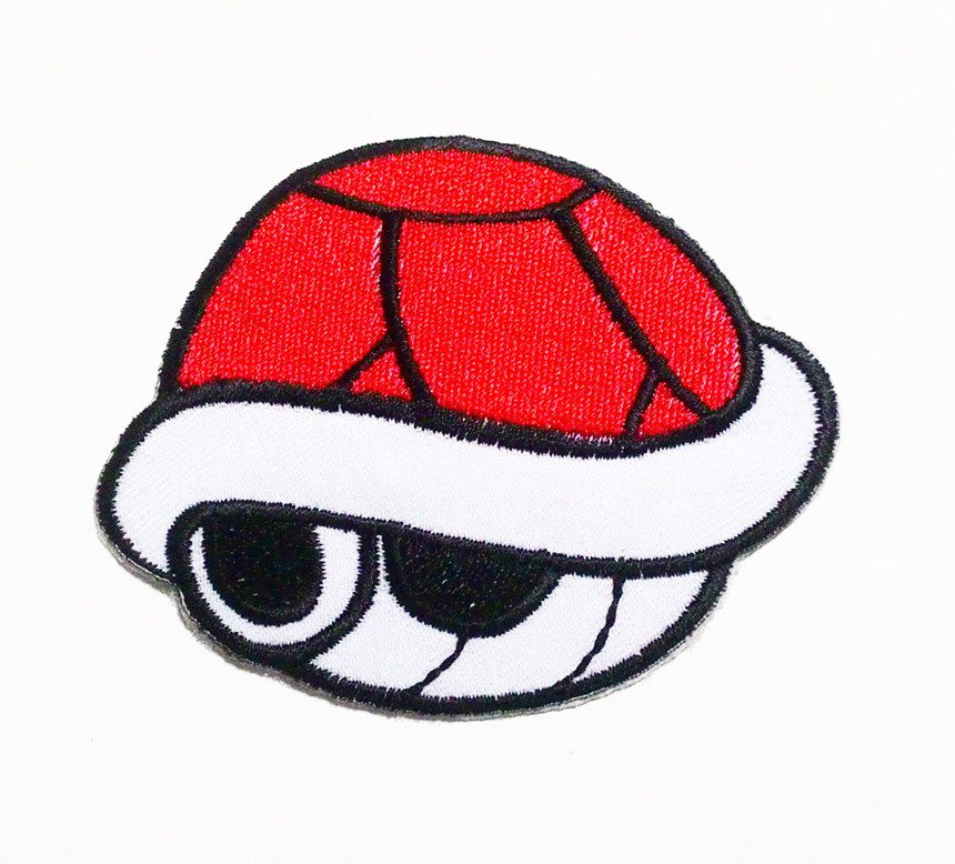 Red Tortoise shell Embroidered Iron On Patch.