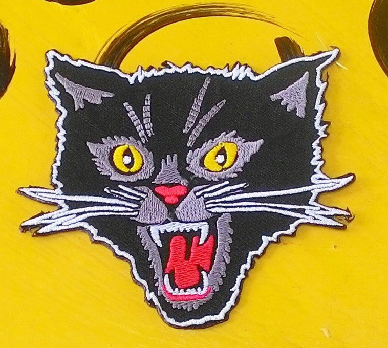 Black Cat threat Embroidered Iron-on Patch.