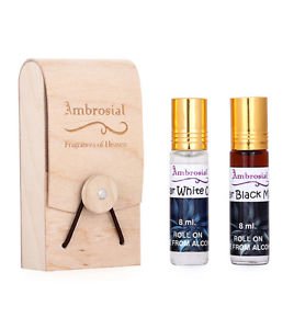 Ambrosial Gift Set 8ml-2 Attar Black Musk White Oud 100% Natural Pure