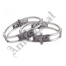 Oxidised White Metal Handcrafted Indian Ethnic Gypsy Kada Bangles Jewelry 01