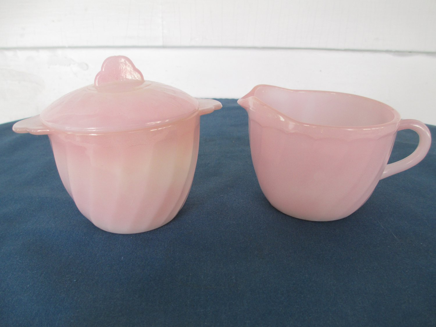 Vintage Fire King Pink Swirl Dinnerware Service For Two