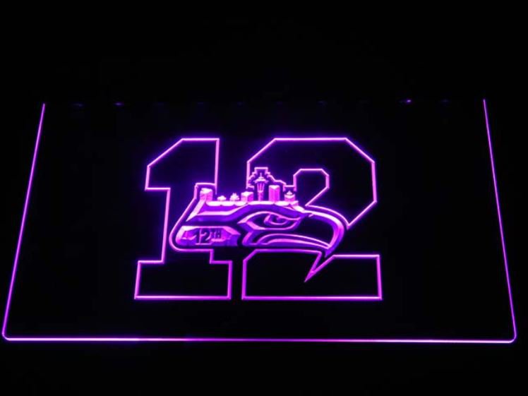 Seattle Seahawks 12th Man LED Neon Sign Light NFL Football Sports Team Purple