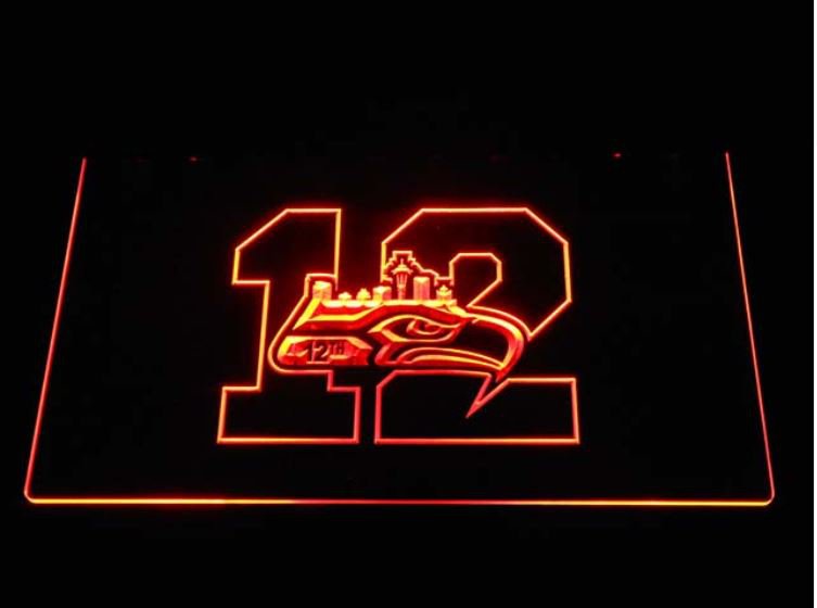 Seattle Seahawks 12th Man LED Neon Sign Light NFL Football Sports Team Yellow