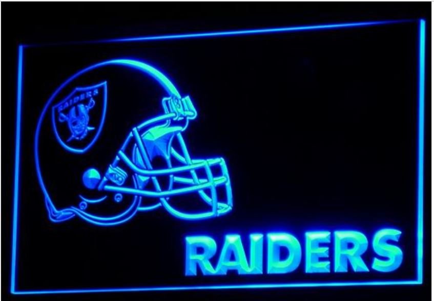 Oakland Raiders Helmet LED Neon Sign Light NFL Football Sports Team Blue