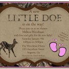 Camo Baby Shower Invitation with Foot Prints and Buck or Doe
